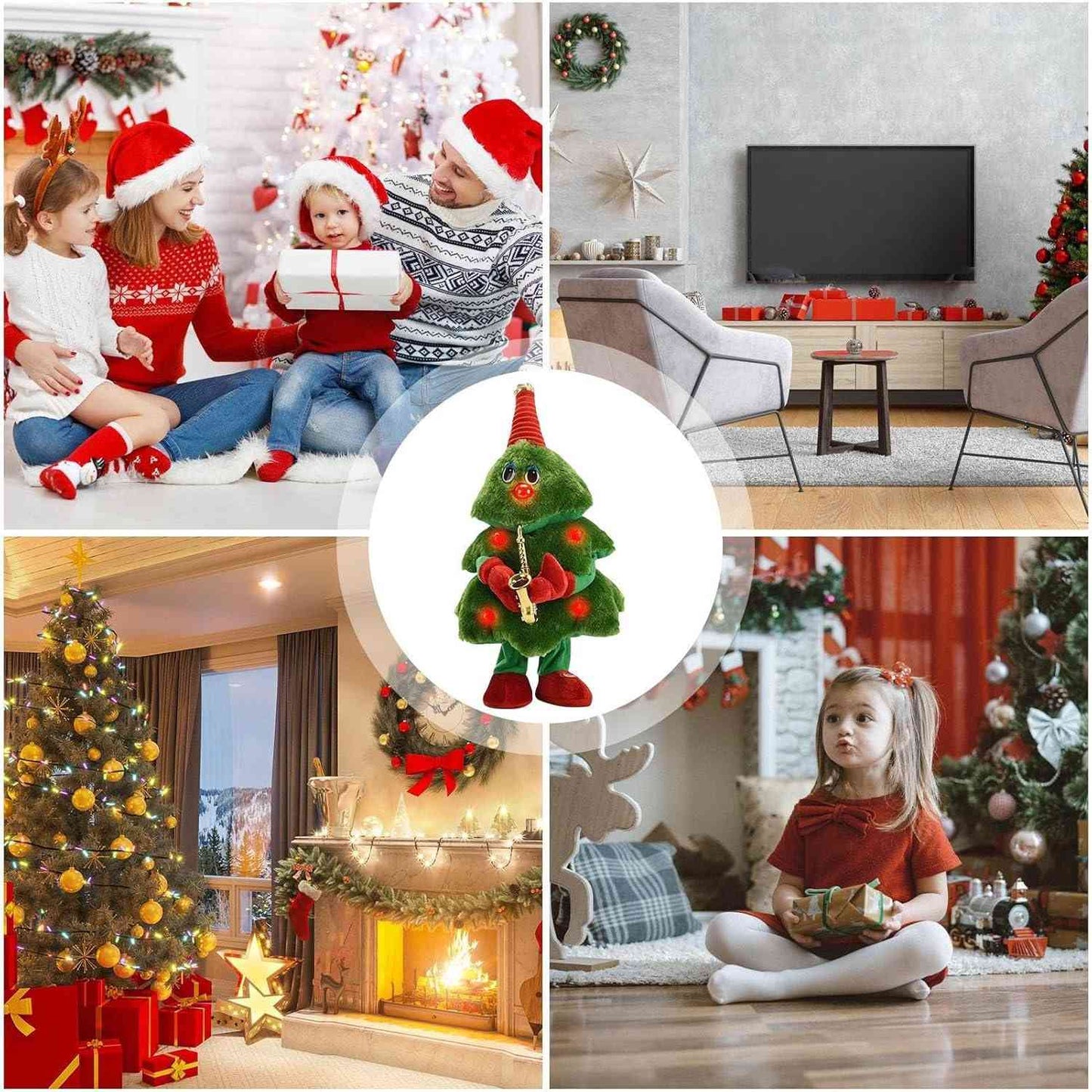 Animated Christmas Songster with Singing & Dancing Christmas Tree and Cute Saxophone Design, Safe for Ages 3+