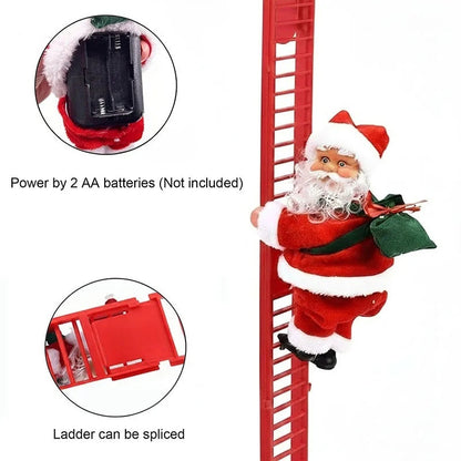 Animated Climbing Santa Christmas Decoration with LED Lights – Unique Christmas Tree Ornament