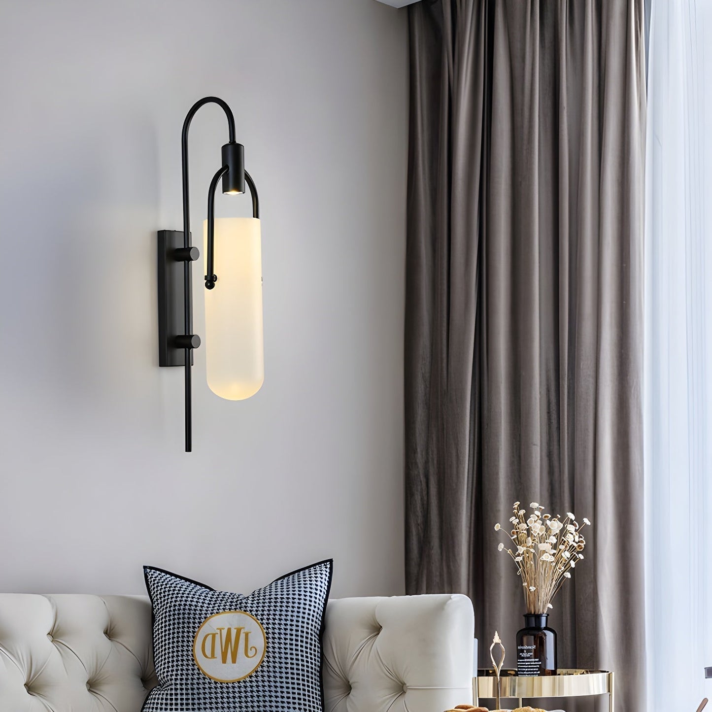 Metal Frame Glass Sconce Lamp - Halri