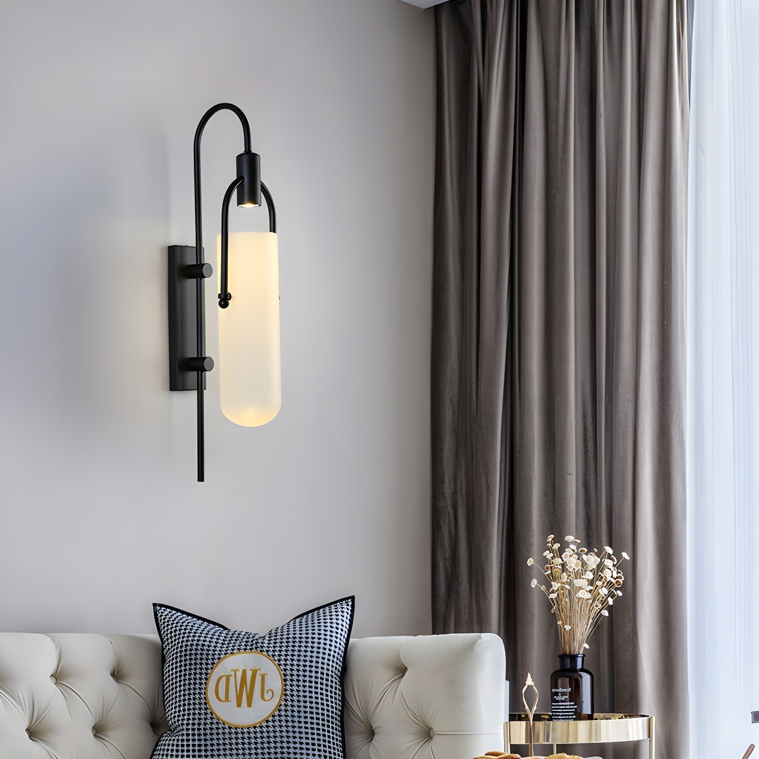 Metal Frame Glass Sconce Lamp - Halri