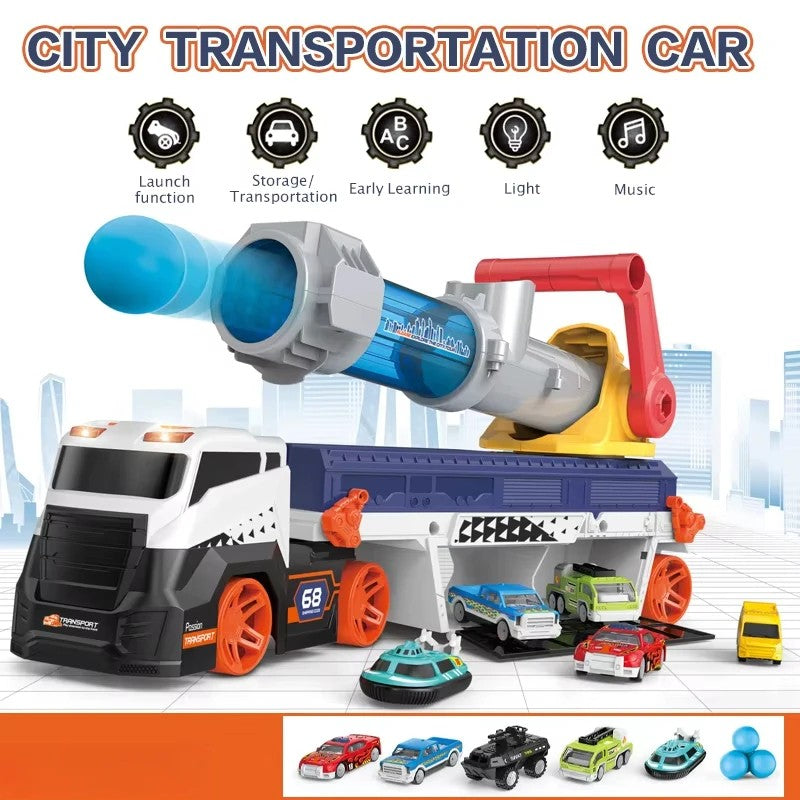Auto Launcher Toy Truck – Push & Launch Vehicle Playset, Lights & Sounds, ABC & 123 Learning, Safe for Kids 2+