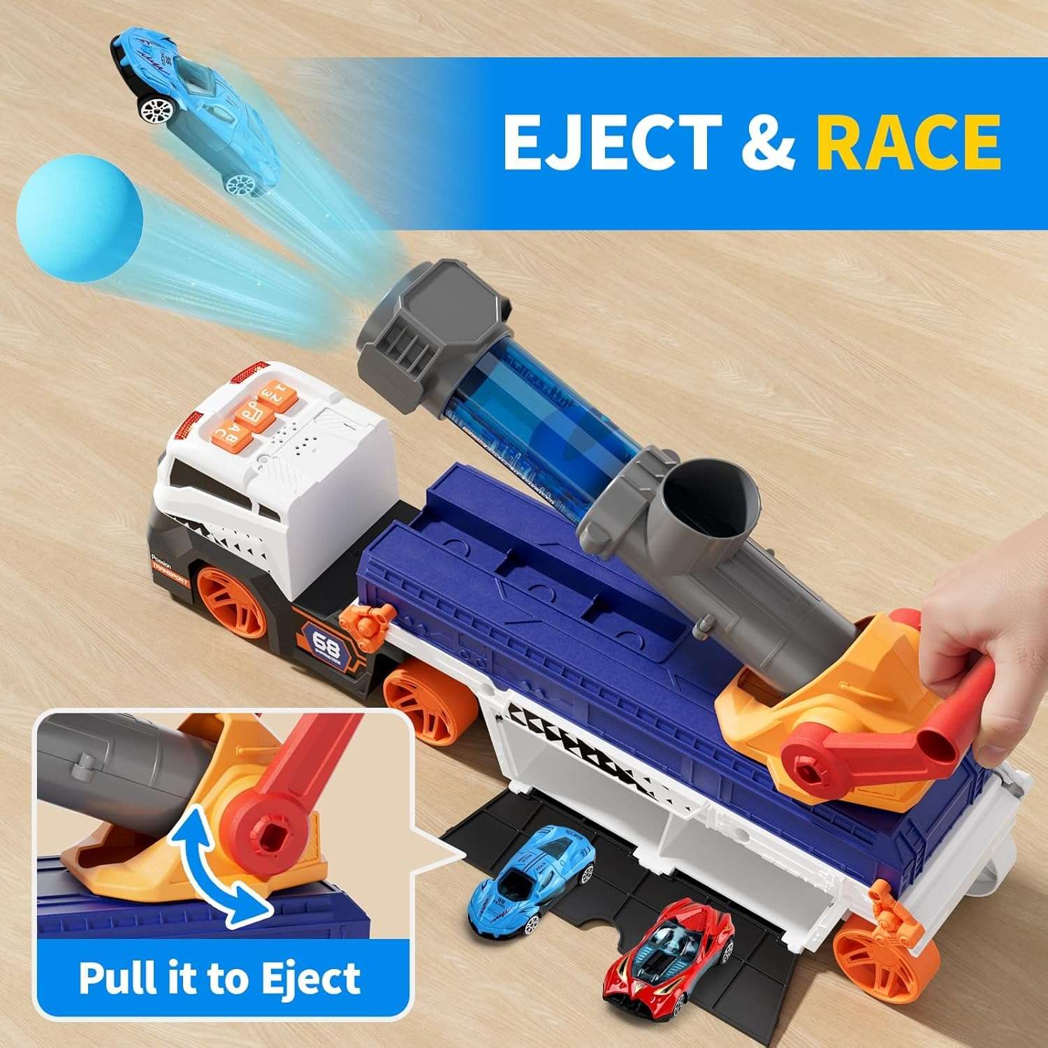 Auto Launcher Toy Truck – Push & Launch Vehicle Playset, Lights & Sounds, ABC & 123 Learning, Safe for Kids 2+