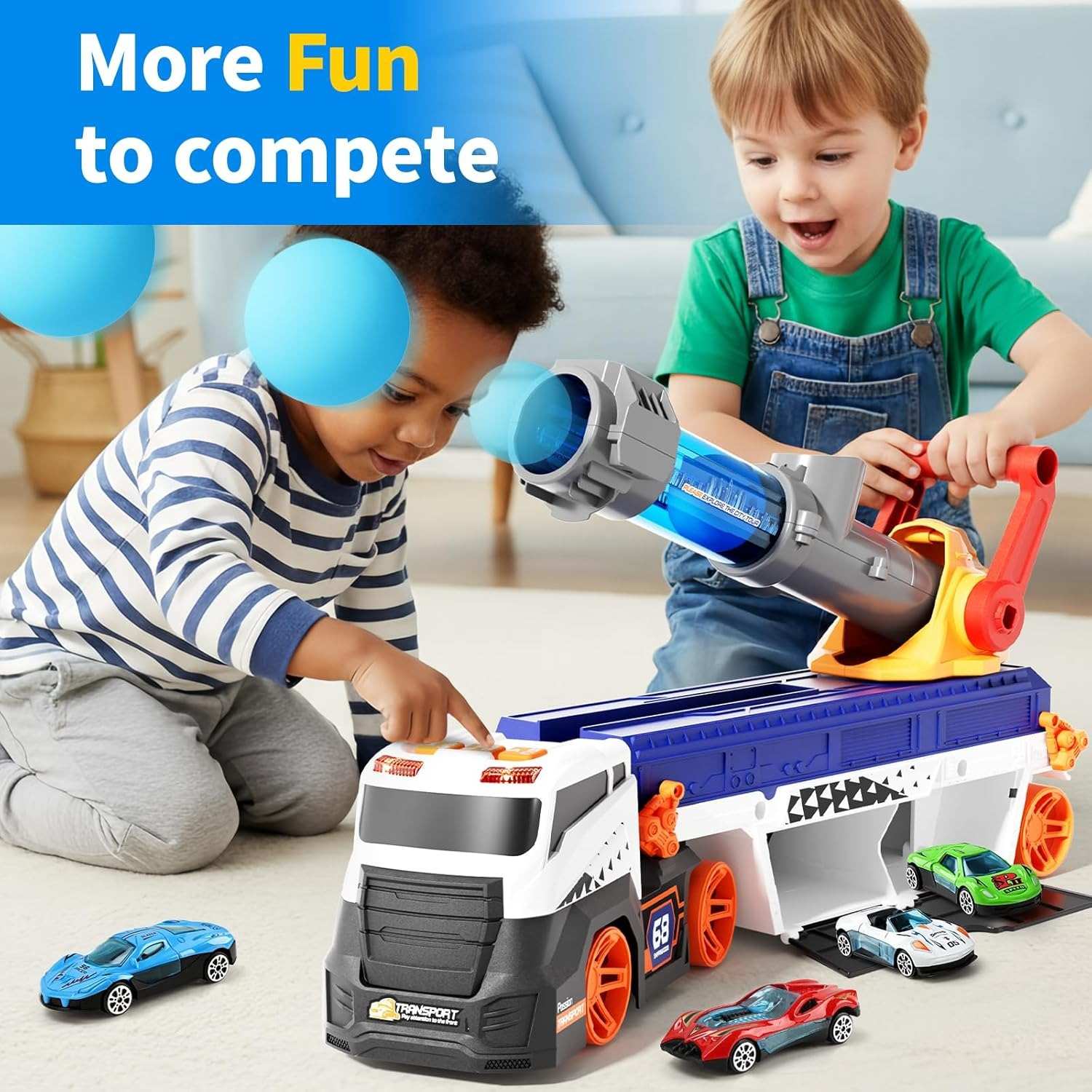 Auto Launcher Toy Truck – Push & Launch Vehicle Playset, Lights & Sounds, ABC & 123 Learning, Safe for Kids 2+