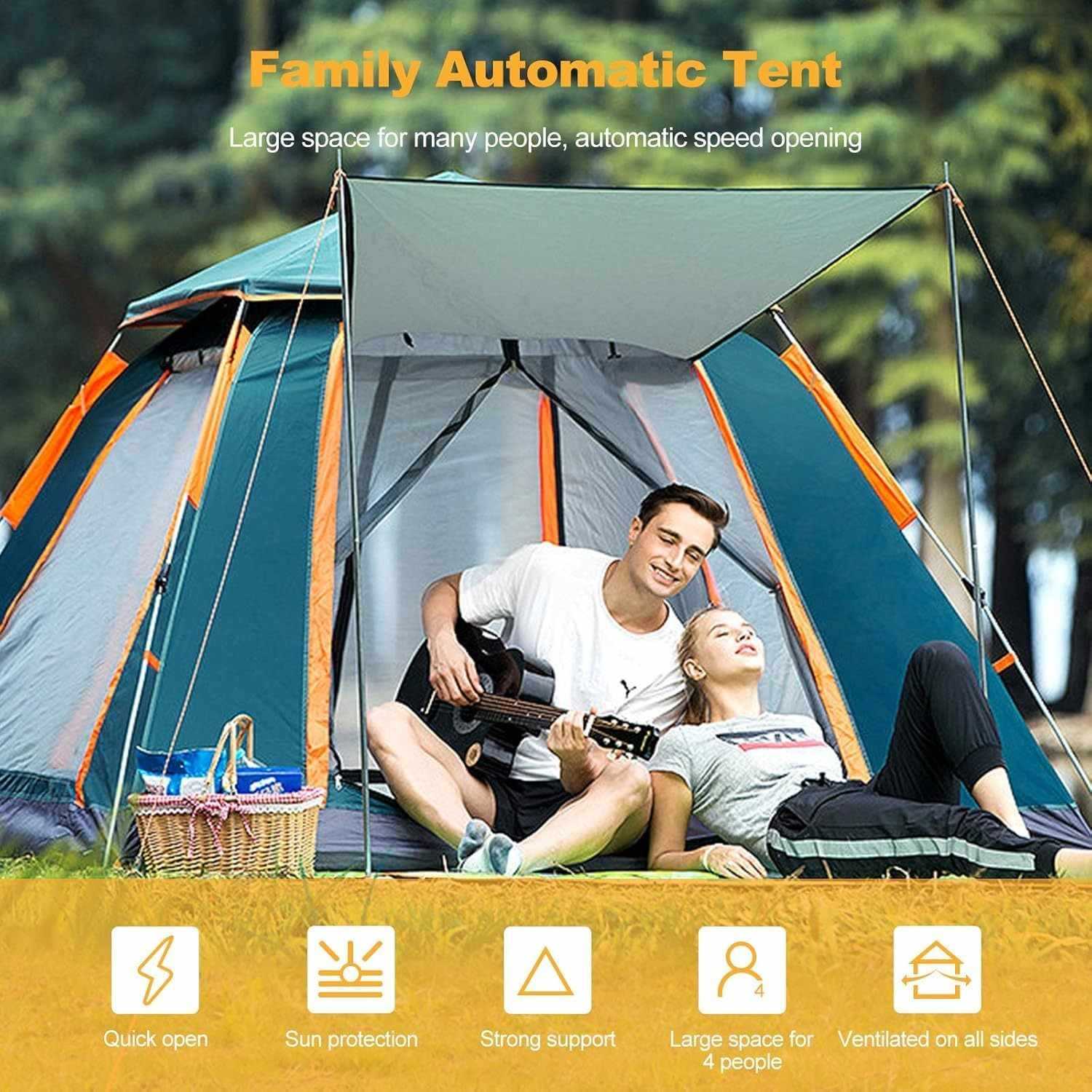 Automatic 3-Second Pop-Up Tent with Panoramic Windows for Easy Setup