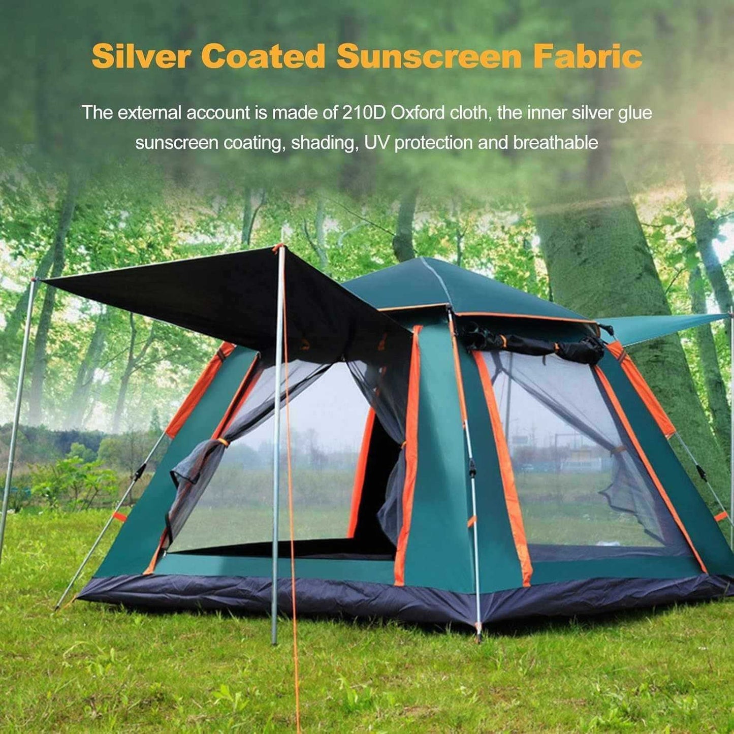 Automatic 3-Second Pop-Up Tent with Panoramic Windows for Easy Setup