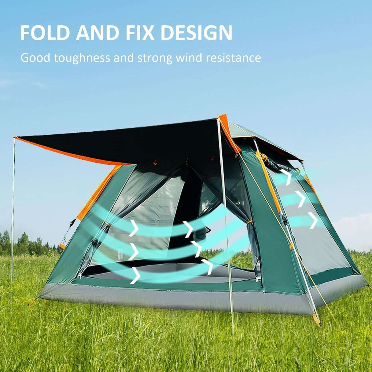 Automatic 3-Second Pop-Up Tent with Panoramic Windows for Easy Setup