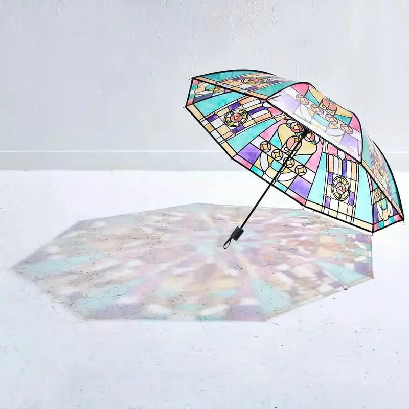 Classic Automatic Umbrella with Colorful Glass Panel - Halri