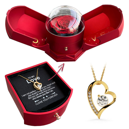 Romantic Rose Gift Box With Diamond Heart Pendant - Halri