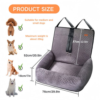 Comfy Pet Car Seat with Double Safety Belts