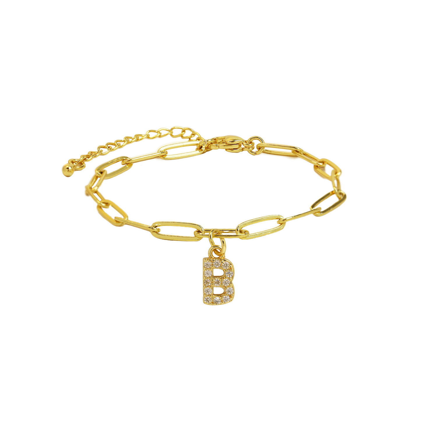 Delicate Initial Paperclip Charm Bracelet