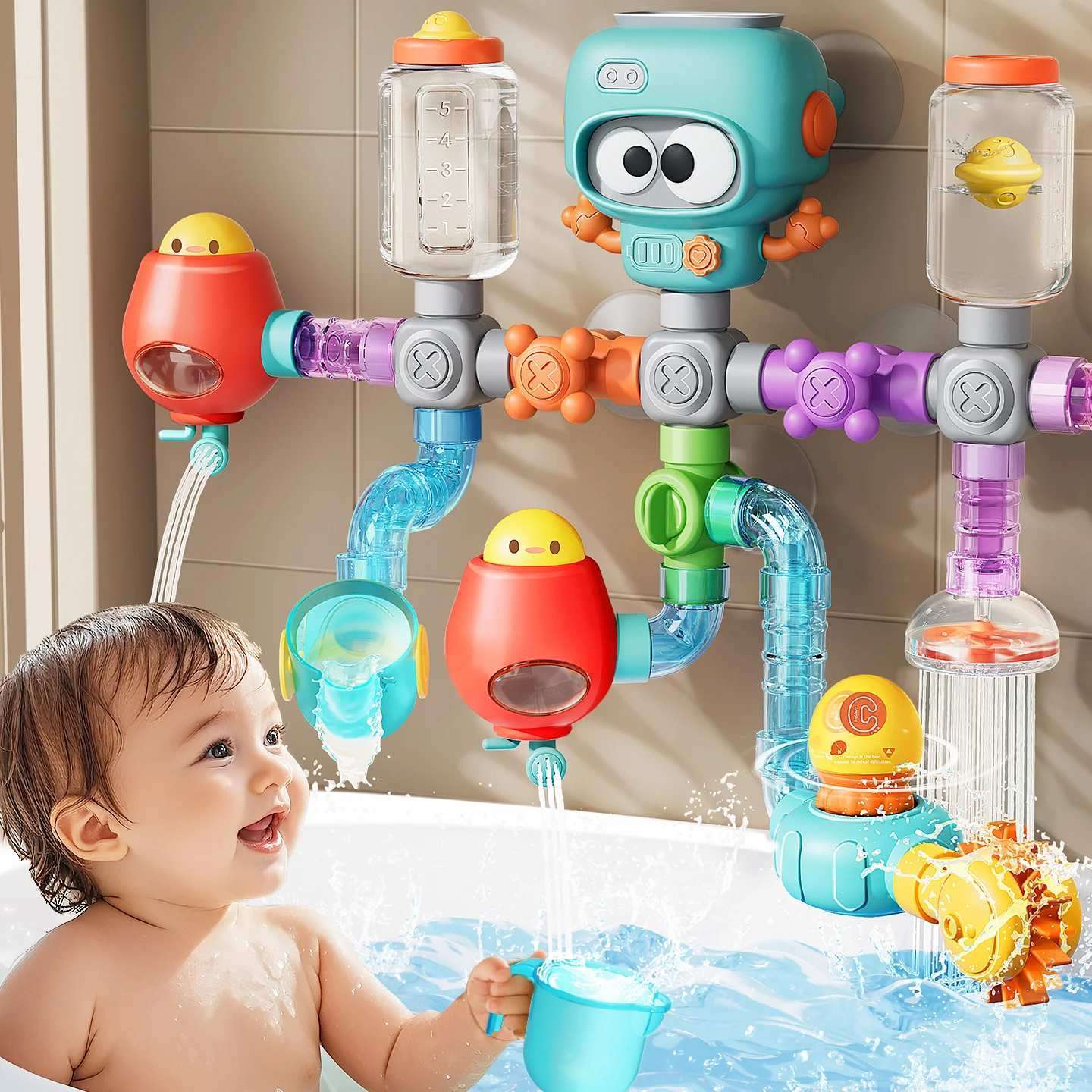Fun Baby Bath Water Play Set with Suction Cups - Halri