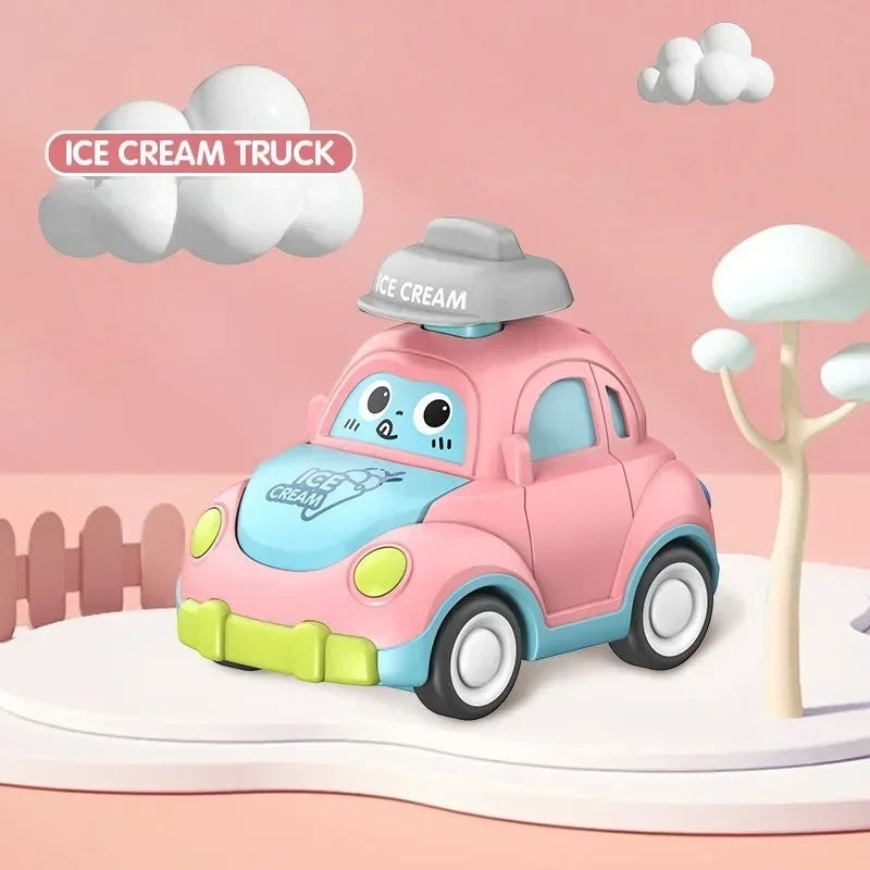 Baby Cartoon Inertia Car Toy with Pull Back Cars, Montessori Early Education, Sensory development, Safe for Ages 1+