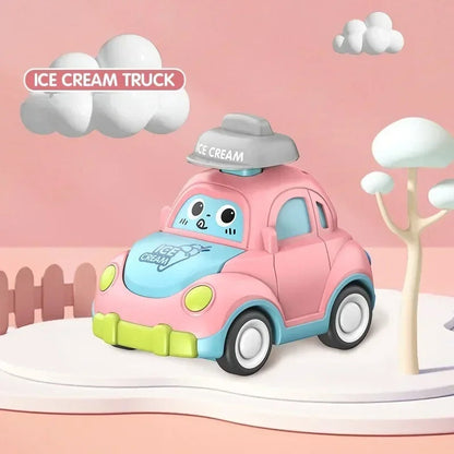 Baby Cartoon Inertia Car Toy with Pull Back Cars, Montessori Early Education, Sensory development, Safe for Ages 1+