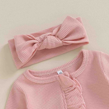 Baby Clothes New Born Baby Clothing Solid Color Flying Sleeve Ruffled Zipper Romper