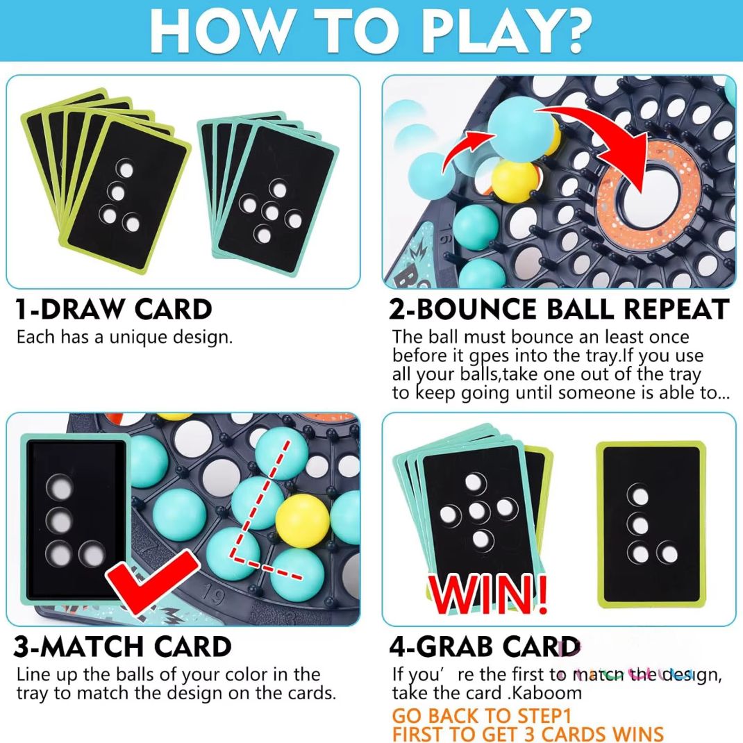 Ball Bouncing Game with Diverse Cards, Enhances Interaction And Family Bonding, Safe for Ages 3+