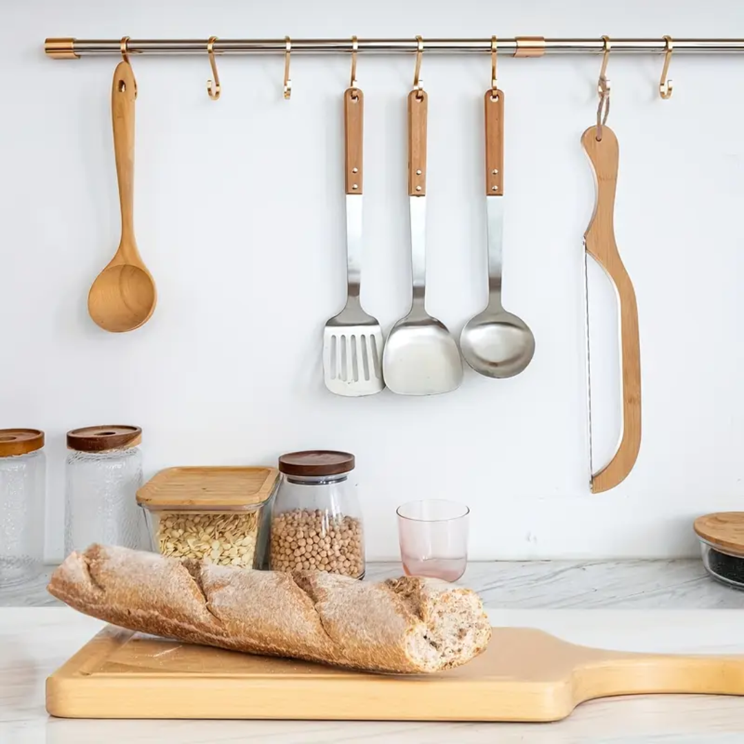 Bamboo-Handled Stainless Steel Bread Cutter with Precision Bow Design – Effortless Slicing for Bread, Bagels, Pastries and Fruits 7