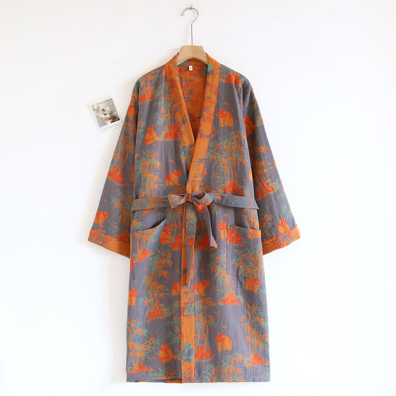 Cozy Bamboo Panda Print Bath Robe, Soft and Absorbent - Halri