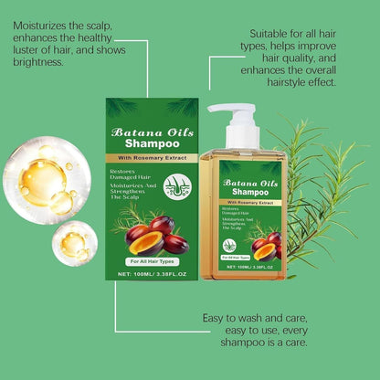 Batana Oil Shampoo with Rosemary Extract, Restores Damaged Hair, Promotes Healthy Hair Growth