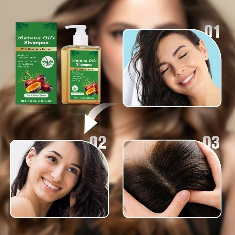 Batana Oil Shampoo with Rosemary Extract, Restores Damaged Hair, Promotes Healthy Hair Growth