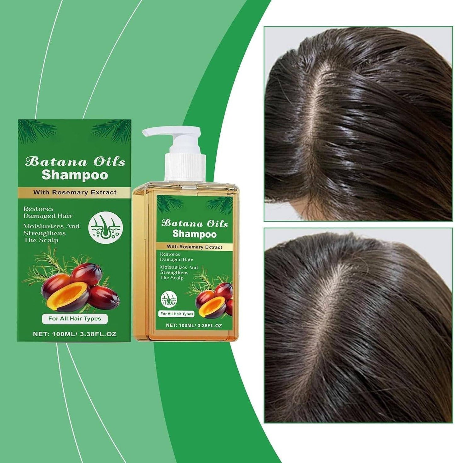Batana Oil Shampoo with Rosemary Extract, Restores Damaged Hair, Promotes Healthy Hair Growth