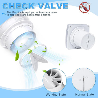 Bathroom Extractor Fan - Silent Air Vent with Remote Control, Effective Odor Removal and Dehumidification