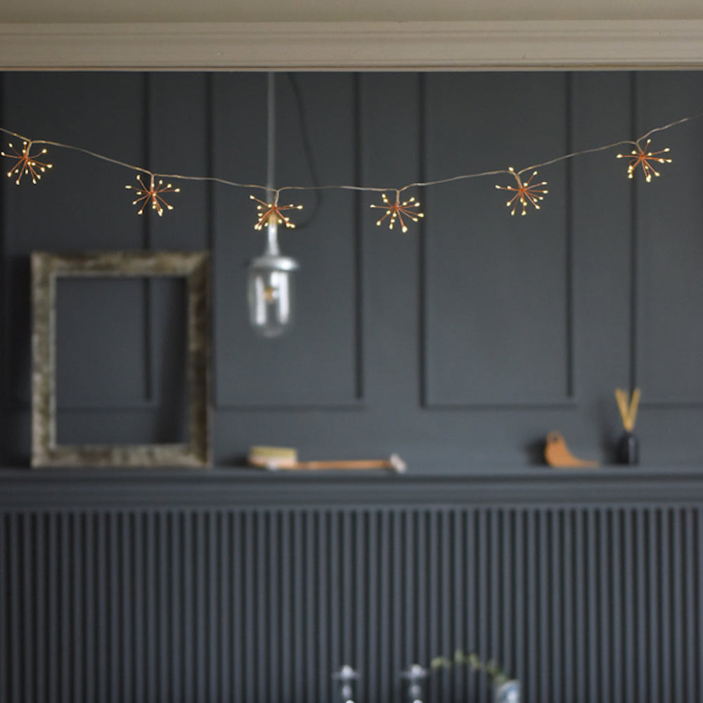 Battery Operated Fairy Lights – 2.3m Starburst Copper String Lights for Indoor and Outdoor Use, Warm White LED 3