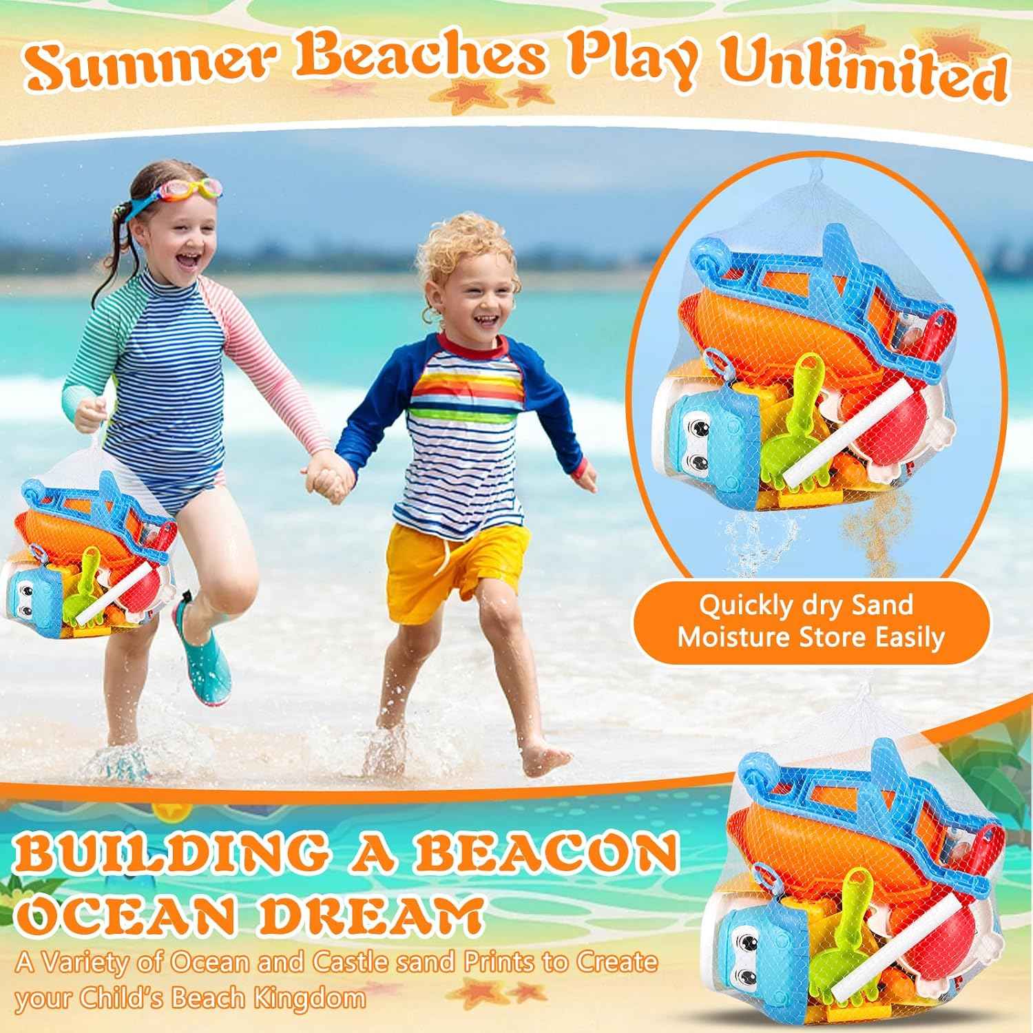 Beach Toys Great with Outdoor Play Sand Tools Bath Toys Kids Wheelbarrow Garden Toy Gift for Summer