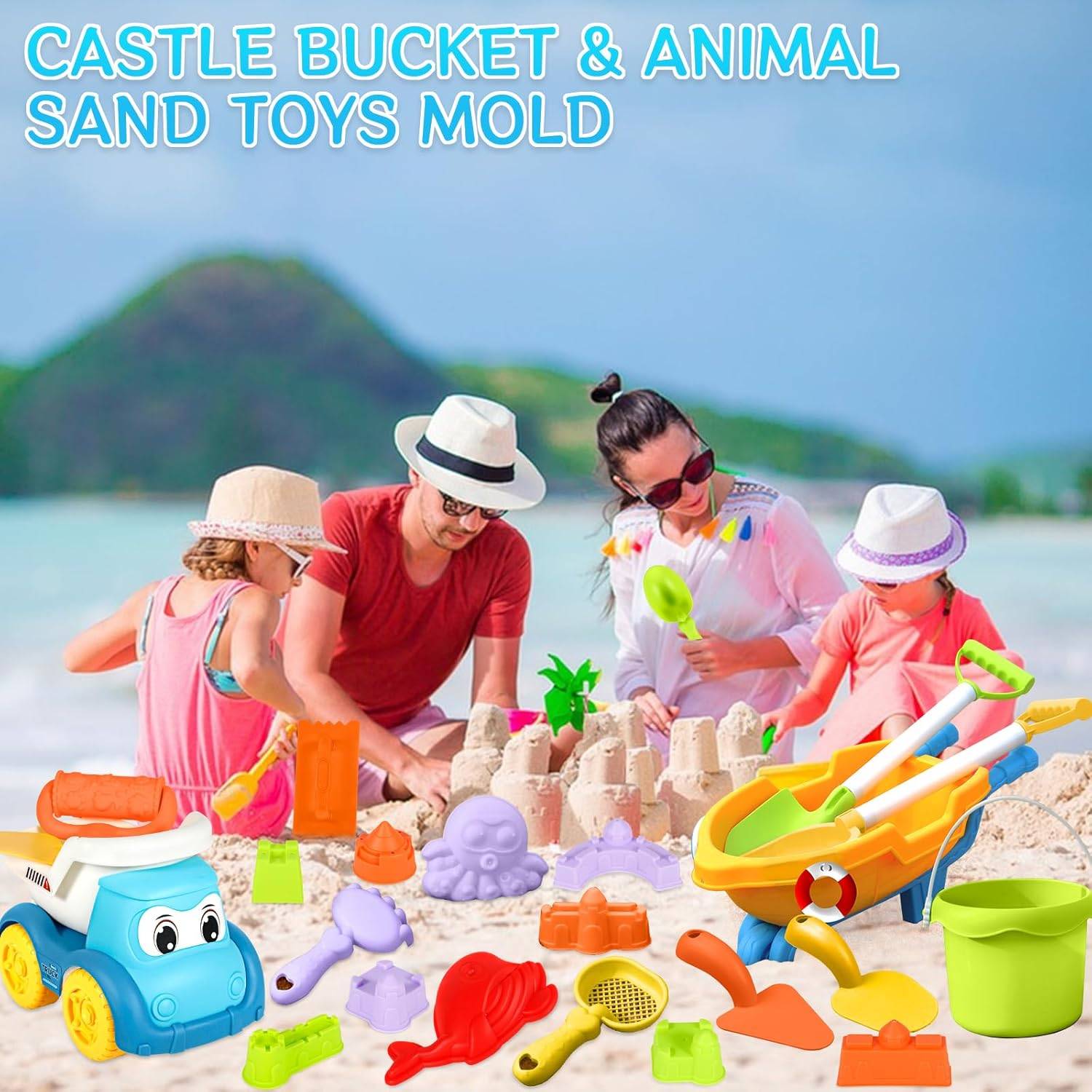 Beach Toys Great with Outdoor Play Sand Tools Bath Toys Kids Wheelbarrow Garden Toy Gift for Summer