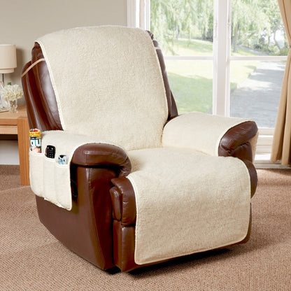 Comfy Recliner Cover with Pockets - Soft Fleece Armchair Protector - Halri