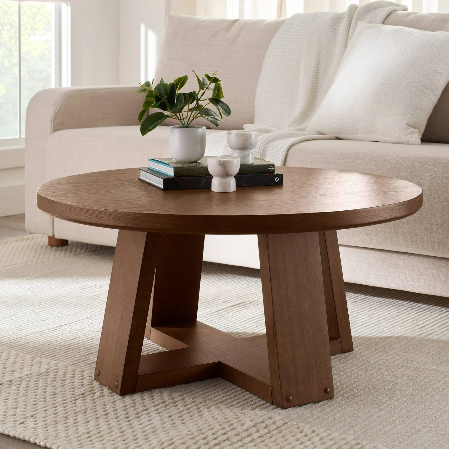 Rustic Wooden Low Coffee Table - Halri