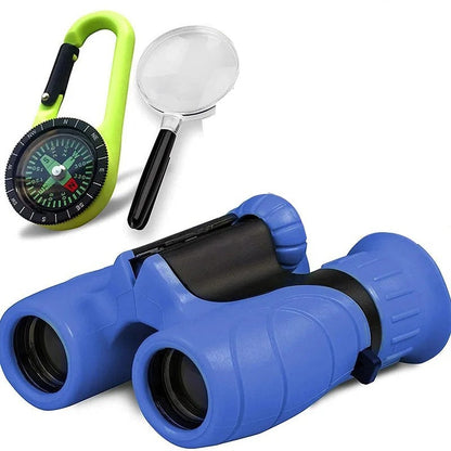 Binoculars for Kids Lightweight Outdoor Adventure with Magnifying Glass & Compass, Educational Toy Gift for Ages 4+