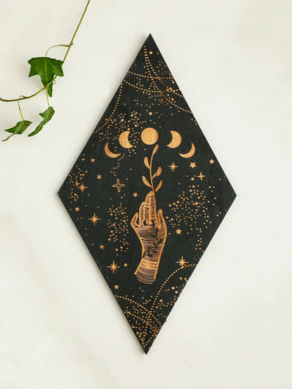 Boho Wooden Wall Art Moon Phase Decorative Plaque