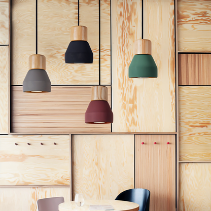 Stylish Kitchen Pendant Light with Wood and Concrete Finish - Halri