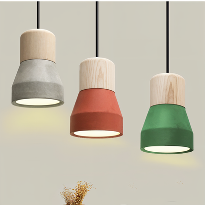 Black Pendant Light – Modern Adjustable Hanging Light with Concrete and Wooden Accents for Kitchen Pendant Lighting 1