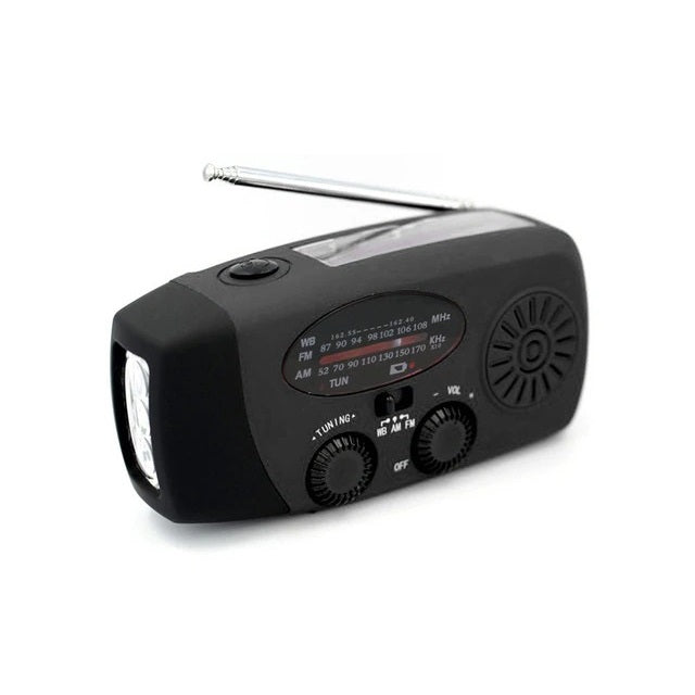 Compact Solar Powered Radio with Flashlight & Charger