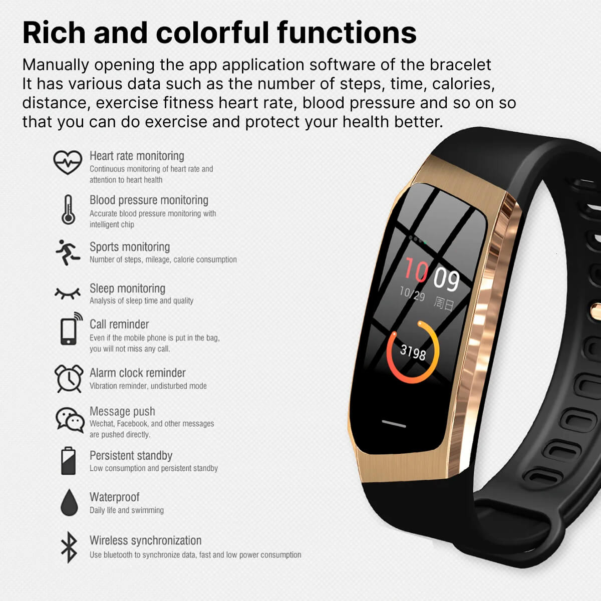 Water Resistant Fitness Smartwatch with Alerts & Activity Tracker