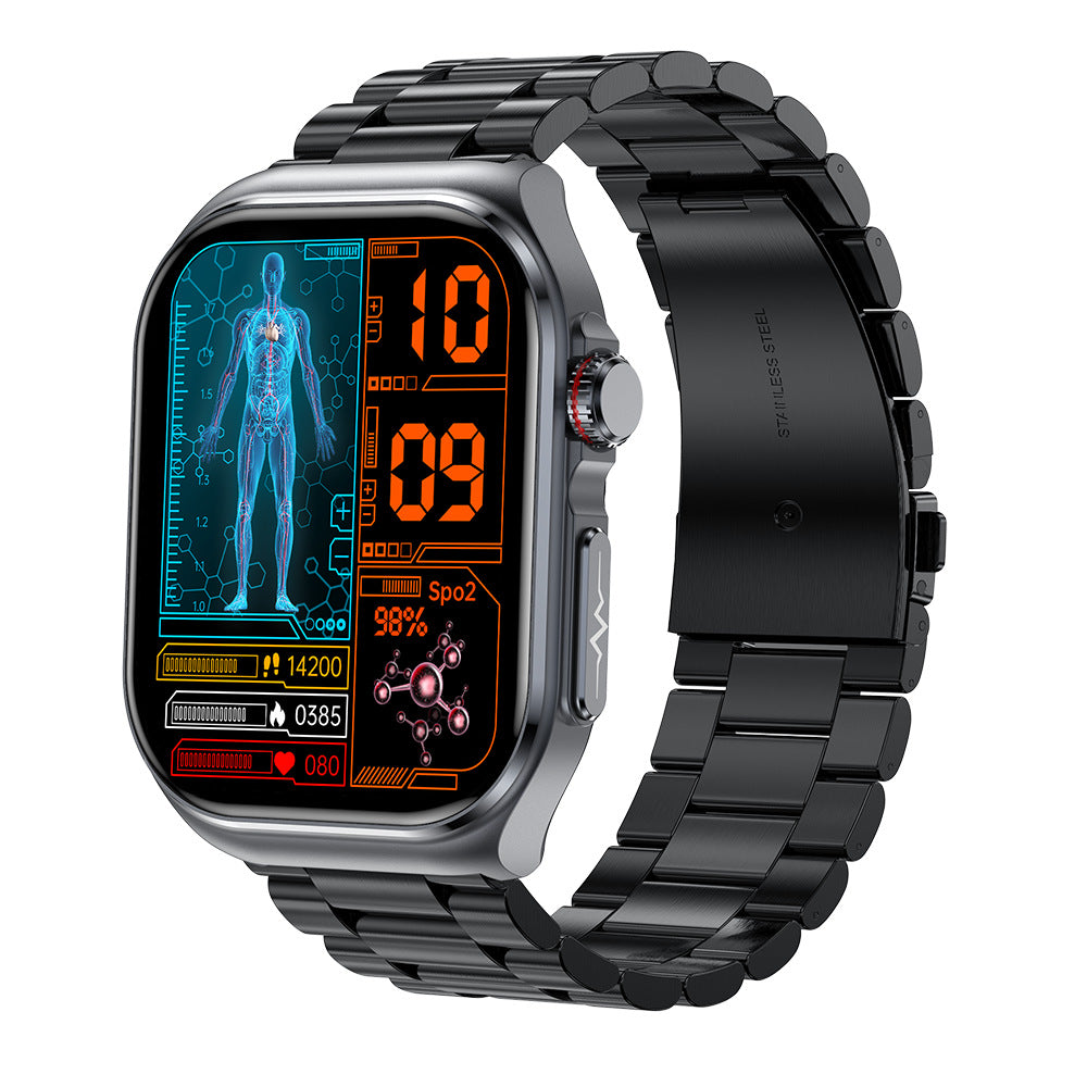 fitness Smartwatch with a metallic band on a white background
