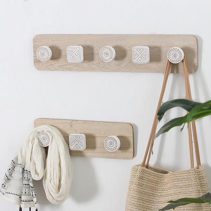 Rustic Wooden Wall Hook Rack - Halri