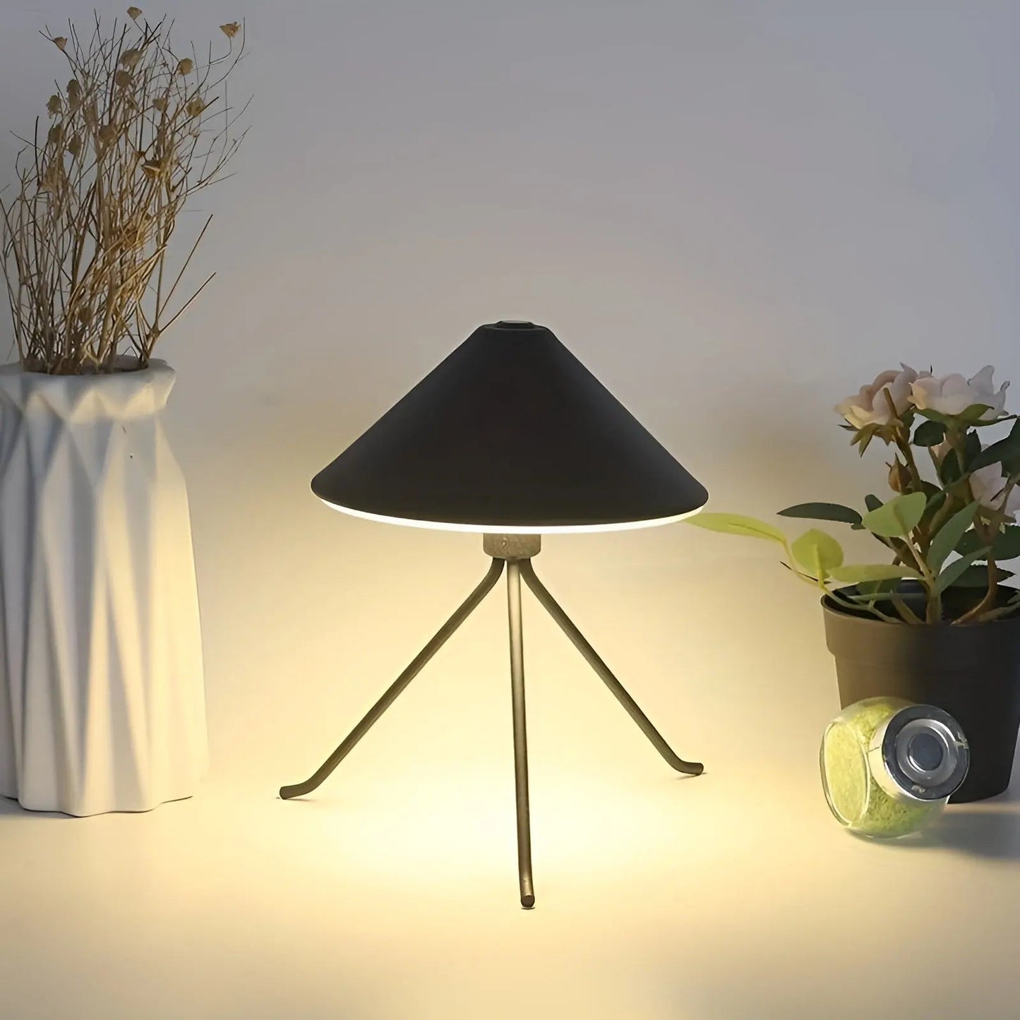 Modern Rechargeable USB Table Lamp in Black and Gold - Halri