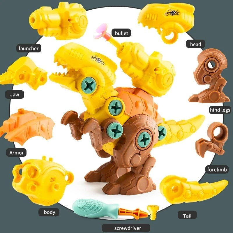 Build & Blast Dinosaur Adventure Set with Foam Bullet Launcher, Easy to Assemble and Disassemble, Safe for Ages 3+