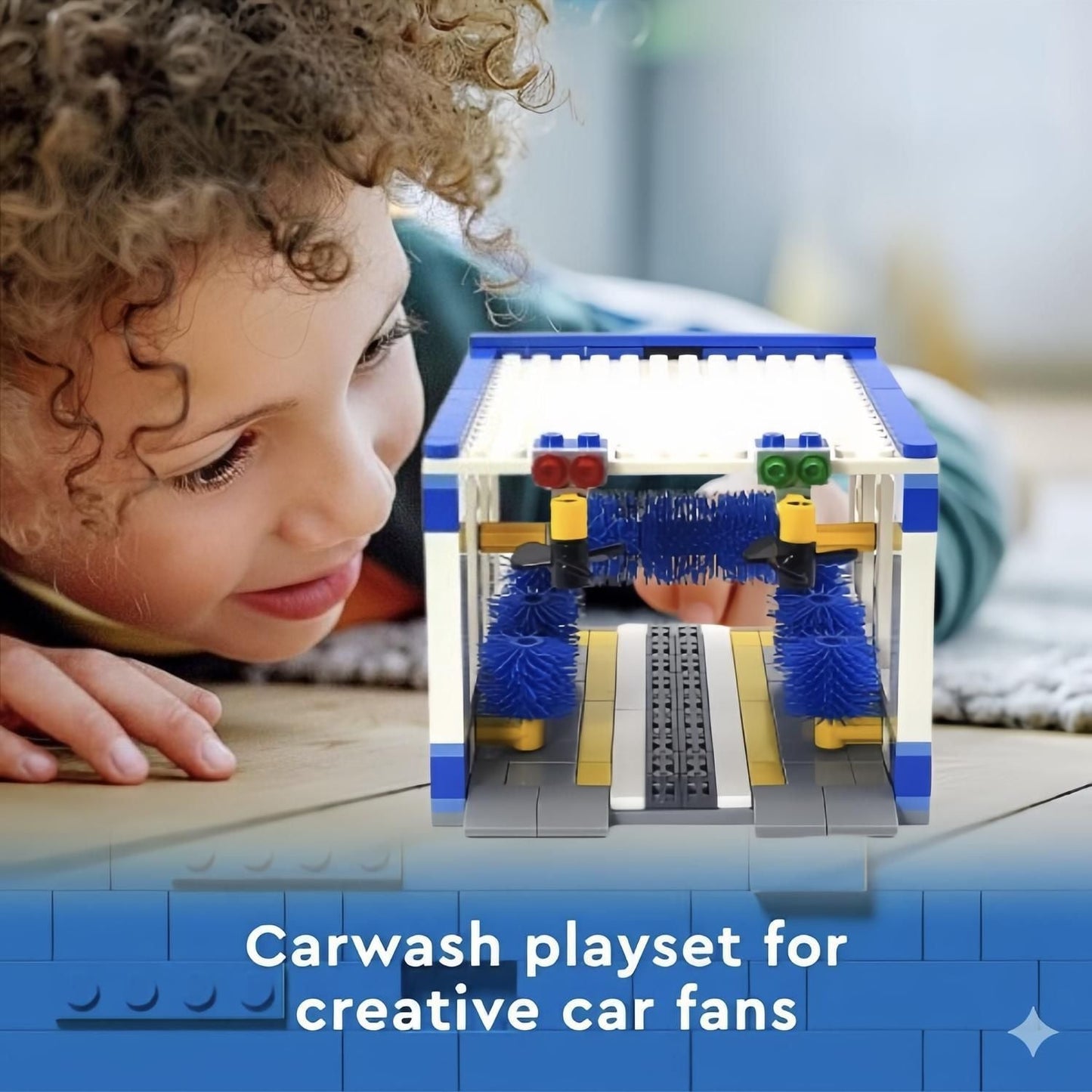Building Block Car Wash Shop Toy with 250 High-Quality ABS Building Blocks, Safe for Kids Ages 3+