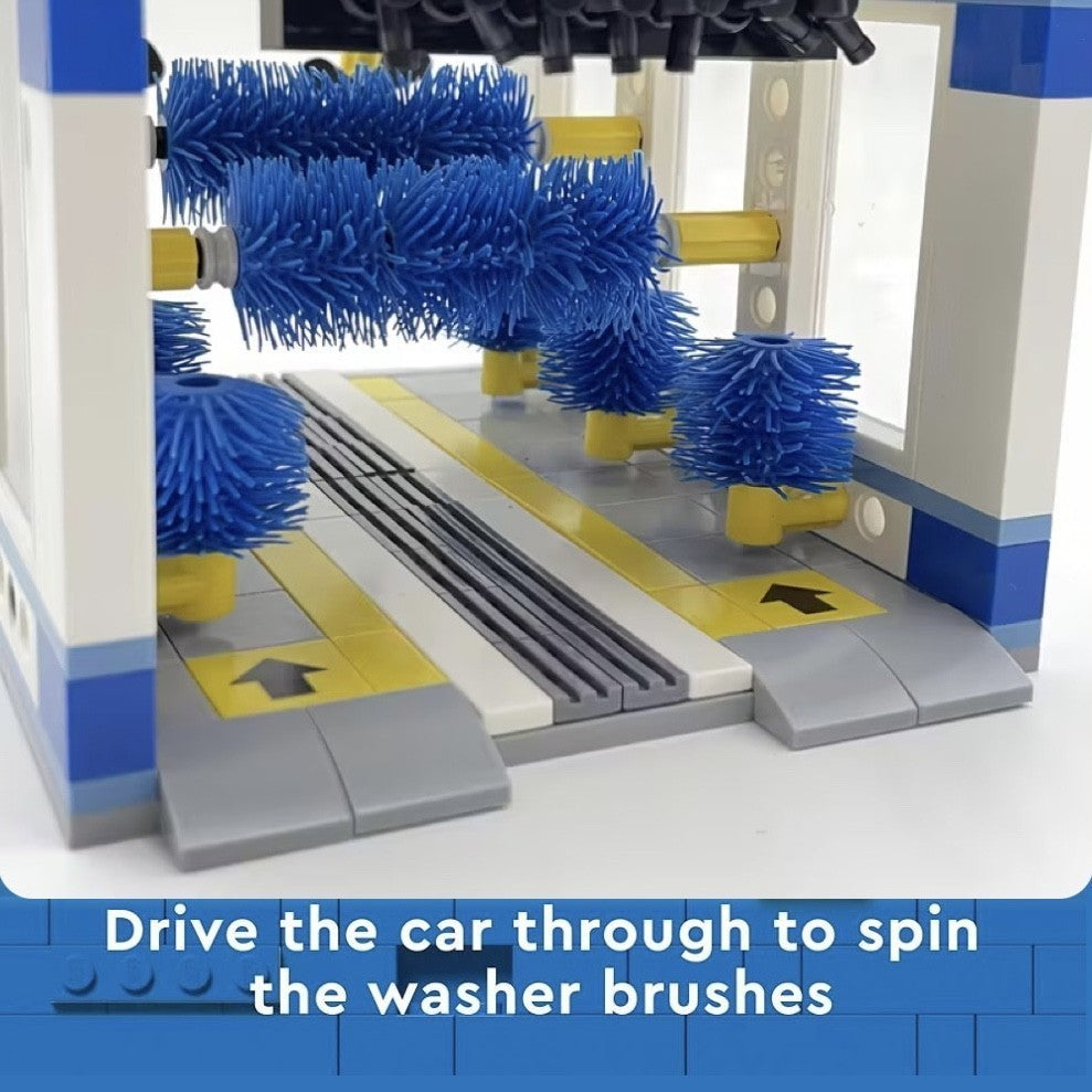 Building Block Car Wash Shop Toy with 250 High-Quality ABS Building Blocks, Safe for Kids Ages 3+