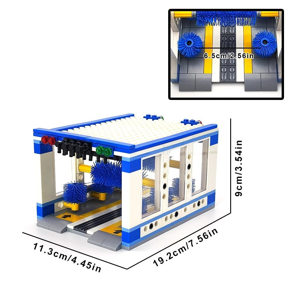 Building Block Car Wash Shop Toy with 250 High-Quality ABS Building Blocks, Safe for Kids Ages 3+