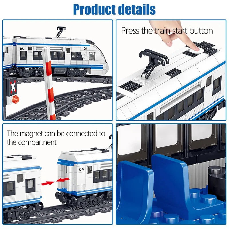 Building Block Train Track with Modular Magnetic Car Connections, Educational STEM Toy for Creativity and Motor Skills, Safe for Ages 5+