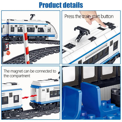 Building Block Train Track with Modular Magnetic Car Connections, Educational STEM Toy for Creativity and Motor Skills, Safe for Ages 5+