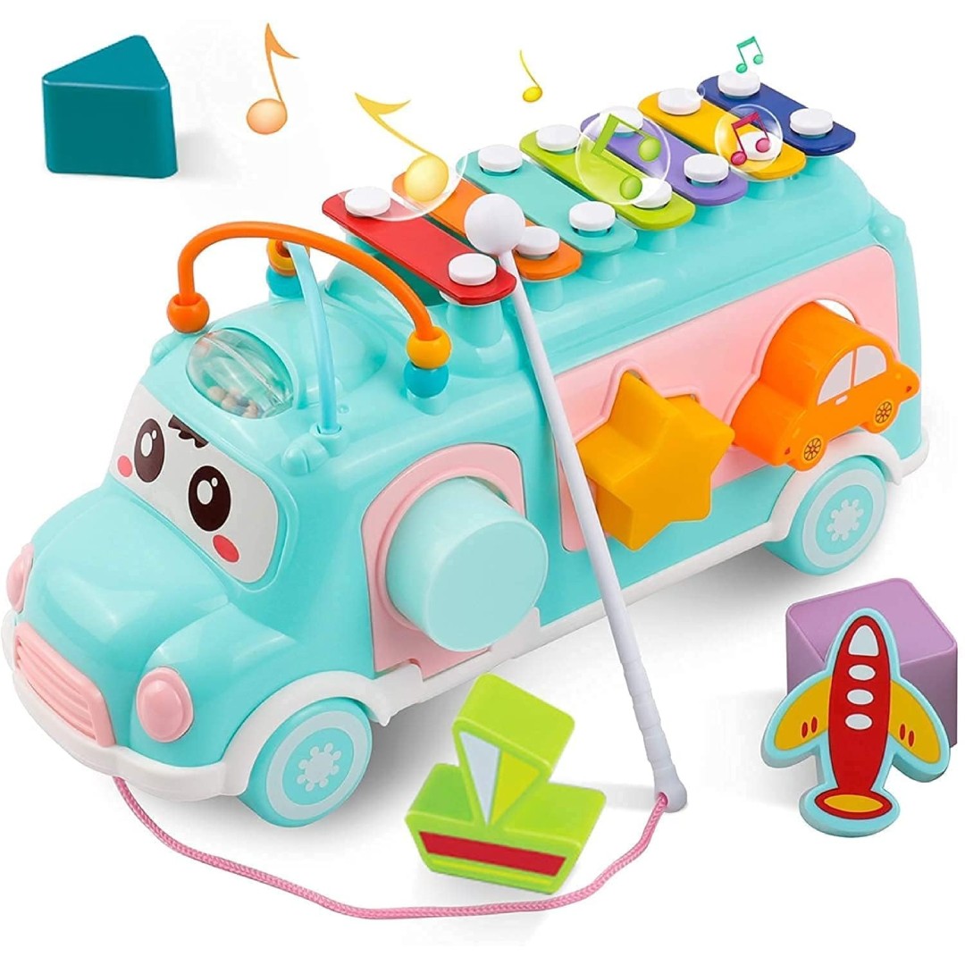 Fun Kids Musical Bus Toy 
Colorful Cartoon Xylophone Instrument
Baby Interactive Piano Toy - Halri