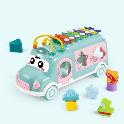 Bus Playing Music Toy, Multifunctional Cartoon Imitation Instrument Xylophone, Baby Tapping Piano