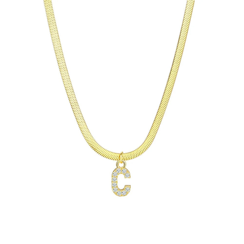 Delicate Diamond Initial Bar Necklace