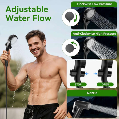 Camping Shower Kit with 5-Gallon Foldable Bucket – Rechargeable Pump & Intelligent Digital Display for Portable Outdoor Shower