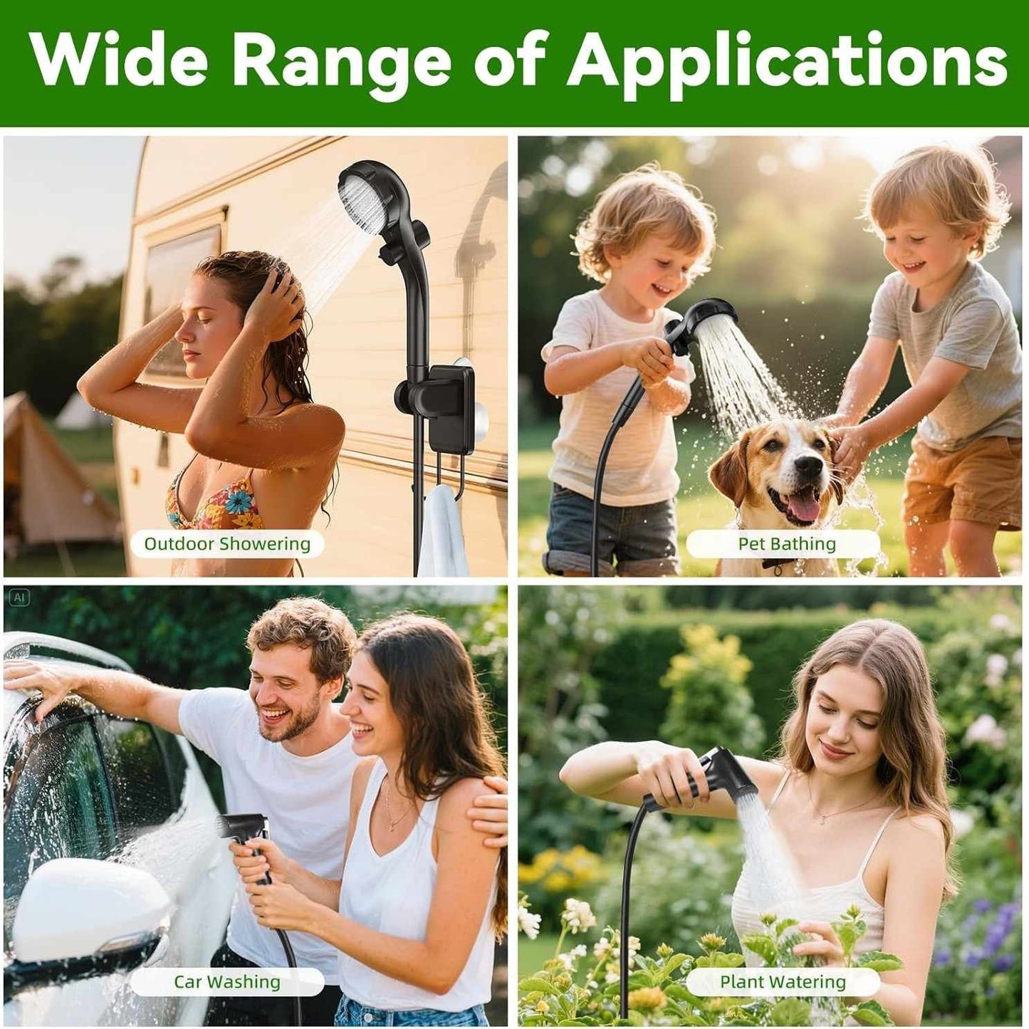 Camping Shower Kit with 5-Gallon Foldable Bucket – Rechargeable Pump & Intelligent Digital Display for Portable Outdoor Shower